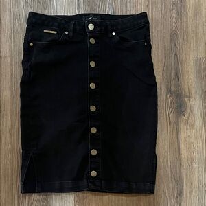 Ivanka Trump stretch denim Black Pencil Skirt button up size 2